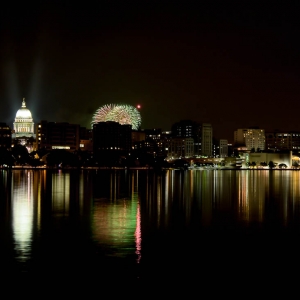 Capitol Fireworks Fourth of July Madison Rhythm and Booms Water Wisconsin